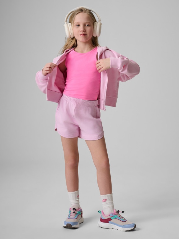 Dziewczęcy crop top 4F 4FJRSS26TSLEF327 - różowy