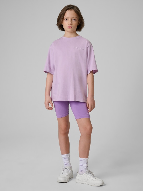 Dziewczęce kolarki dzianinowe 4F 4FJRSS26TSTIF033 - fioletowe