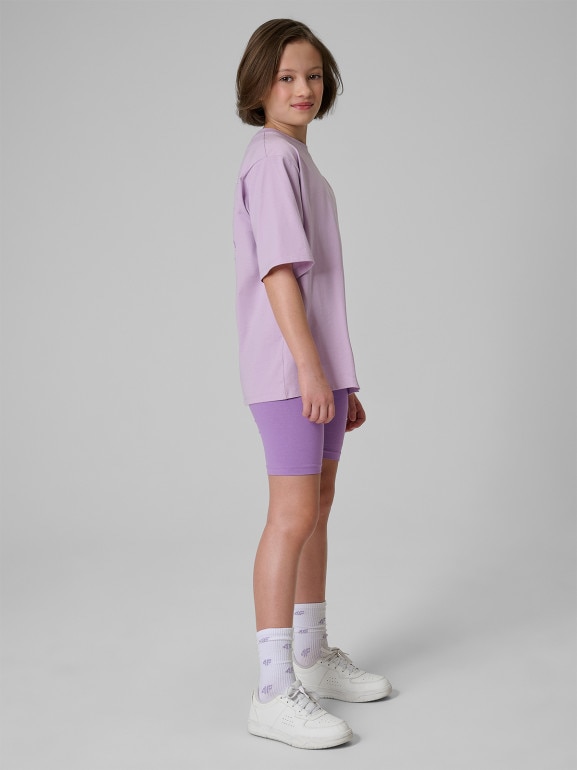 Dziewczęce kolarki dzianinowe 4F 4FJRSS26TSTIF033 - fioletowe