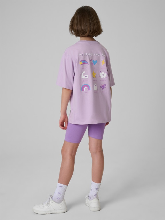 Dziewczęce kolarki dzianinowe 4F 4FJRSS26TSTIF033 - fioletowe