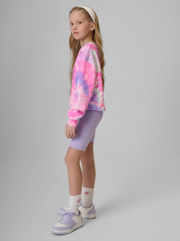 Dziewczęce kolarki dzianinowe 4F 4FJRSS26TSTIF038 - fioletowe