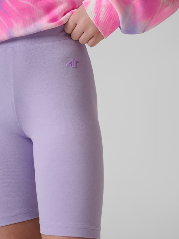 Dziewczęce kolarki dzianinowe 4F 4FJRSS26TSTIF038 - fioletowe