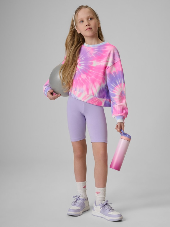 Dziewczęce kolarki dzianinowe 4F 4FJRSS26TSTIF038 - fioletowe