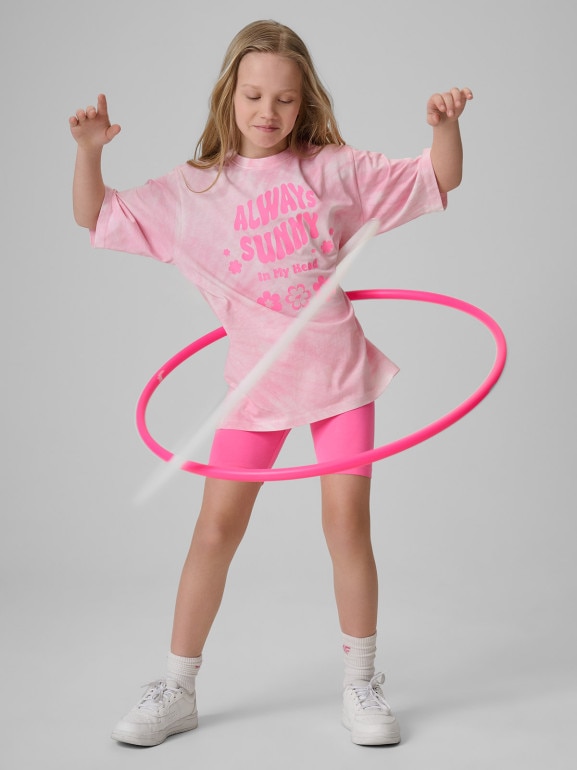 Dziewczęce kolarki dzianinowe 4F 4FJRSS26TSTIF038 - różowe