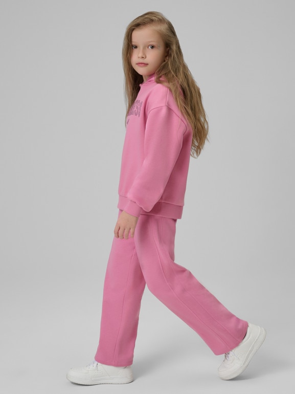 Dziewczęca bluza dresowa nierozpinana z kapturem 4F 4FJRSS26TSWSF2627 - różowa