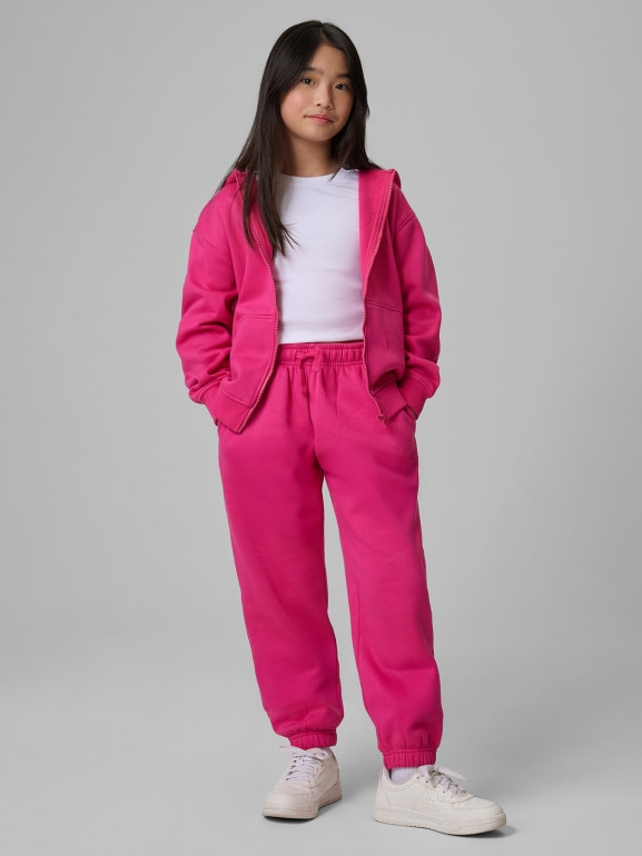 Dziewczęca bluza rozpinana z kapturem 4F 4FJRSS26TSWSF2715 - różowa