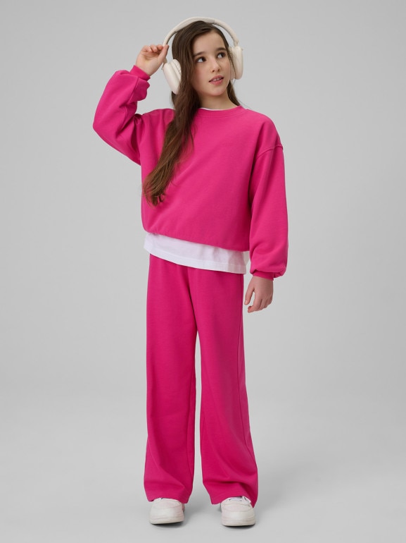 Dziewczęca bluza nierozpinana bez kaptura 4F 4FJRSS26TSWSF2717 - różowa