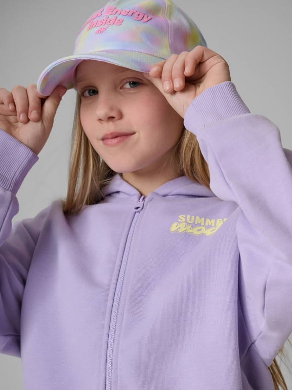 Dziewczęca bluza rozpinana z kapturem 4F 4FJRSS26TSWSF2936 - fioletowa