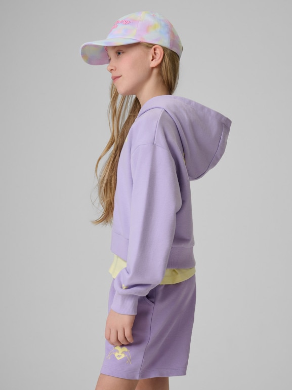 Dziewczęca bluza rozpinana z kapturem 4F 4FJRSS26TSWSF2936 - fioletowa