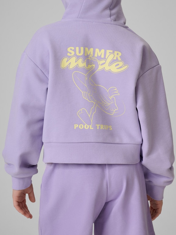 Dziewczęca bluza rozpinana z kapturem 4F 4FJRSS26TSWSF2936 - fioletowa