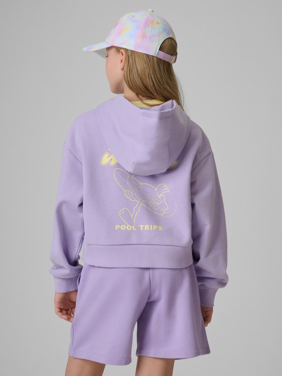 Dziewczęca bluza rozpinana z kapturem 4F 4FJRSS26TSWSF2936 - fioletowa