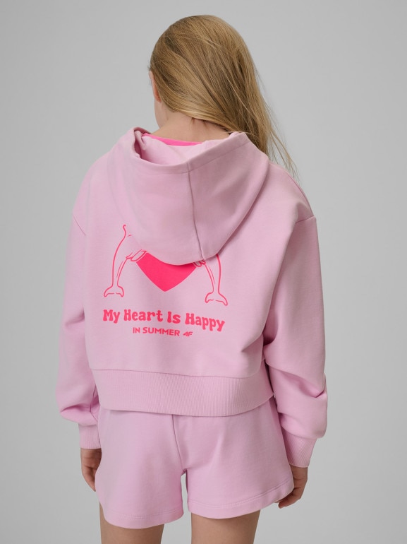Dziewczęca bluza rozpinana z kapturem 4F 4FJRSS26TSWSF2936 - różowa