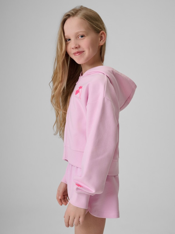 Dziewczęca bluza rozpinana z kapturem 4F 4FJRSS26TSWSF2936 - różowa