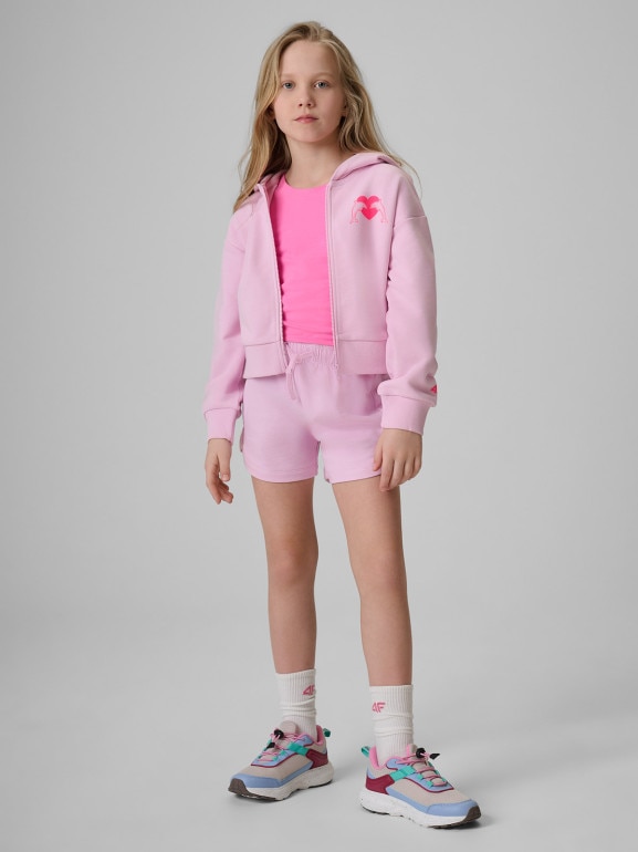 Dziewczęca bluza rozpinana z kapturem 4F 4FJRSS26TSWSF2936 - różowa