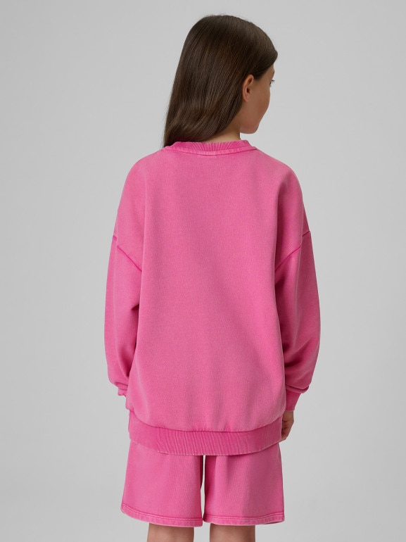 Dziewczęca bluza nierozpinana bez kaptura 4F 4FJRSS26TSWSF2970 - różowa