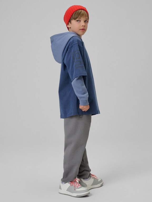 Chłopięca bluza nierozpinana z kapturem 4F 4FJRSS26TSWSM2637 - denim