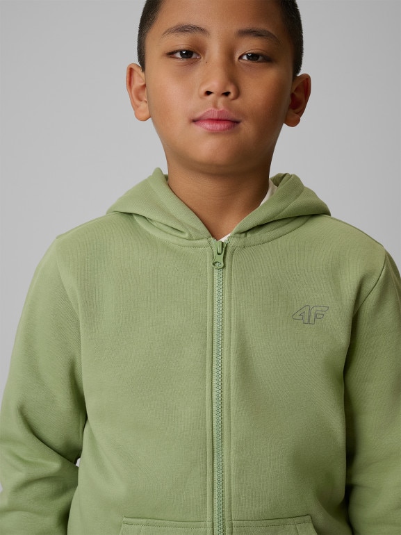 Chłopięca bluza rozpinana z kapturem 4F 4FJRSS26TSWSM2749 - zielona