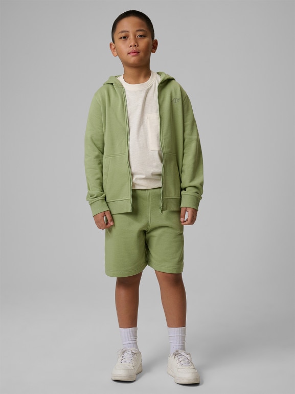 Chłopięca bluza rozpinana z kapturem 4F 4FJRSS26TSWSM2749 - zielona