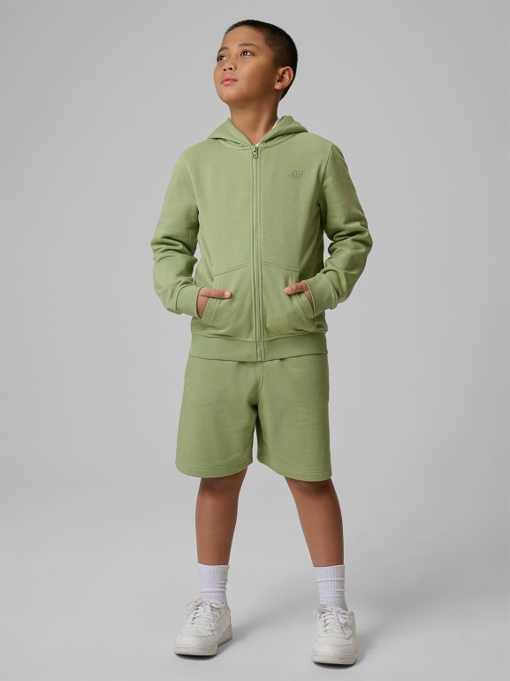 Chłopięca bluza rozpinana z kapturem 4F 4FJRSS26TSWSM2749 - zielona