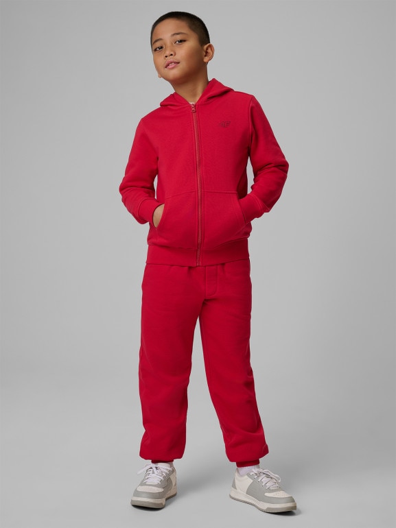 Chłopięca bluza rozpinana z kapturem 4F 4FJRSS26TSWSM2749 - czerwona