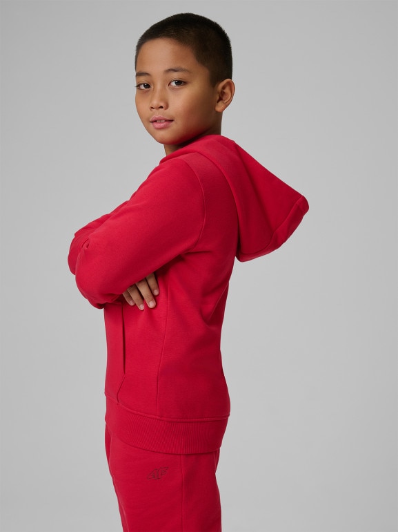 Chłopięca bluza rozpinana z kapturem 4F 4FJRSS26TSWSM2749 - czerwona