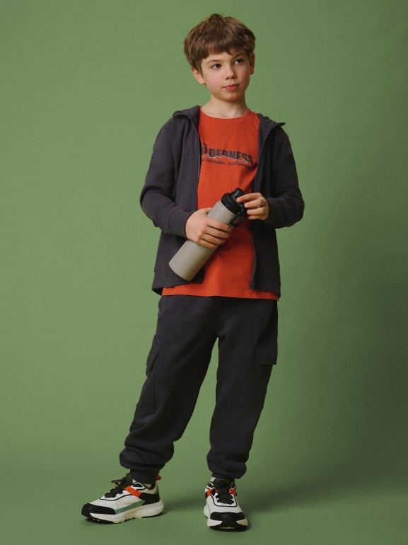 Chłopięca bluza rozpinana z kapturem 4F 4FJRSS26TSWSM2825 - szara