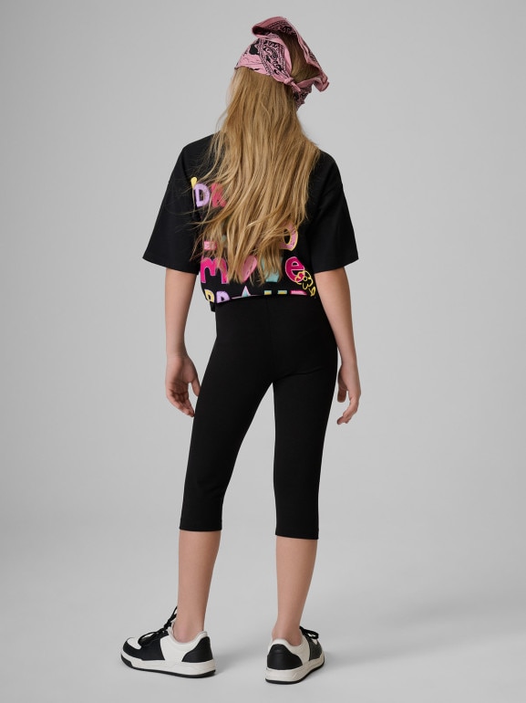 Dziewczęce legginsy 3/4 4F 4FJRSS26TTIGF331 - czarne