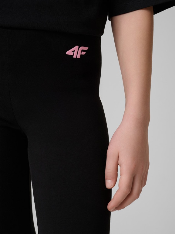 Dziewczęce legginsy 3/4 4F 4FJRSS26TTIGF331 - czarne