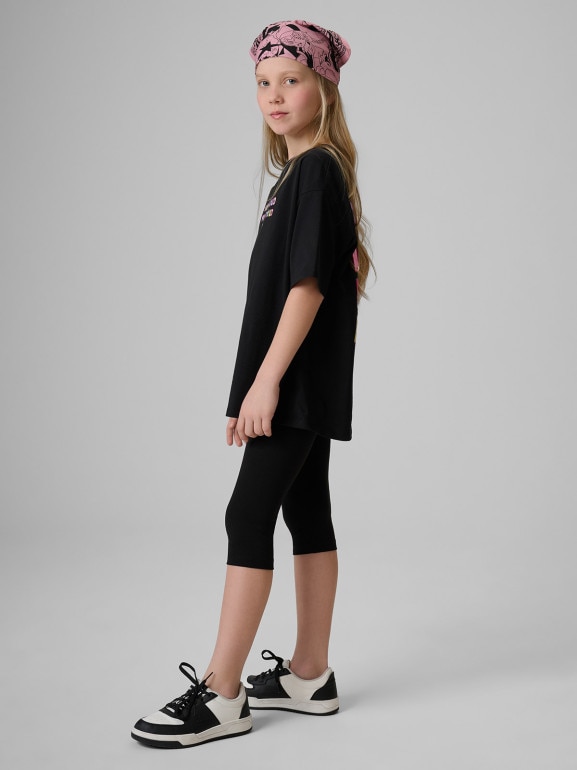 Dziewczęce legginsy 3/4 4F 4FJRSS26TTIGF331 - czarne