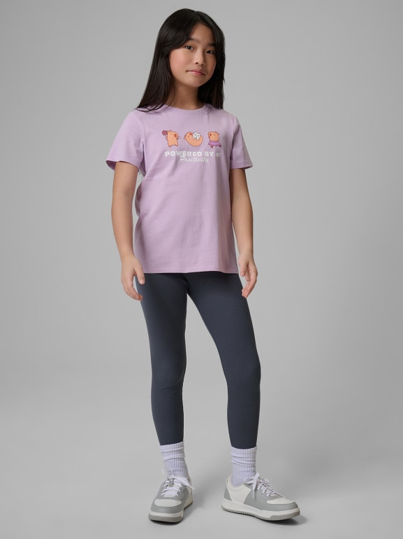 Dziewczęcy t-shirt z nadrukiem 4F 4FJRSS26TTSHF3869 - fioletowy