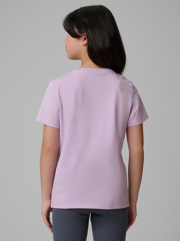 Dziewczęcy t-shirt z nadrukiem 4F 4FJRSS26TTSHF3869 - fioletowy