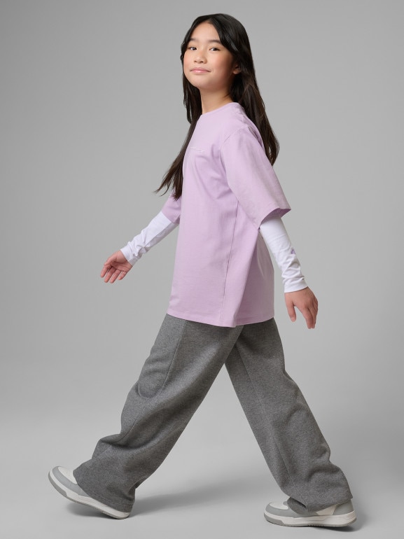 Dziewczęcy t-shirt z nadrukiem 4F 4FJRSS26TTSHF3870 - fioletowy