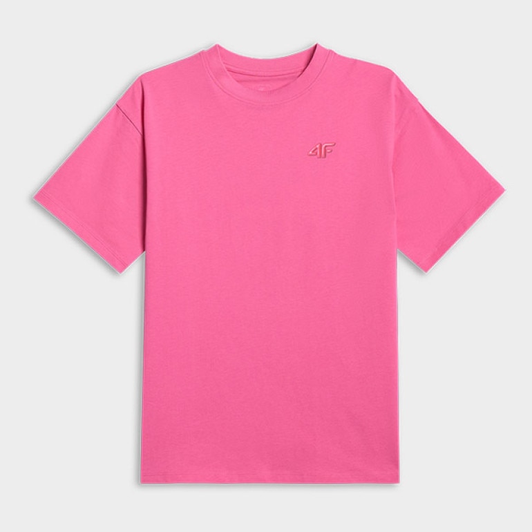 Dziewczęcy t-shirt bez nadruku 4F 4FJRSS26TTSHF3984 - różowy