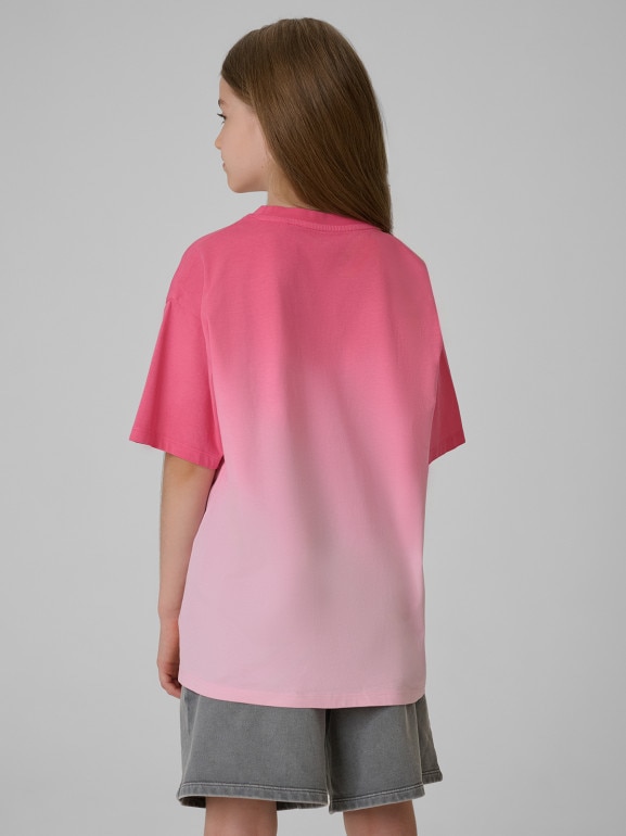 Dziewczęcy t-shirt z nadrukiem 4F 4FJRSS26TTSHF4186 - różowy