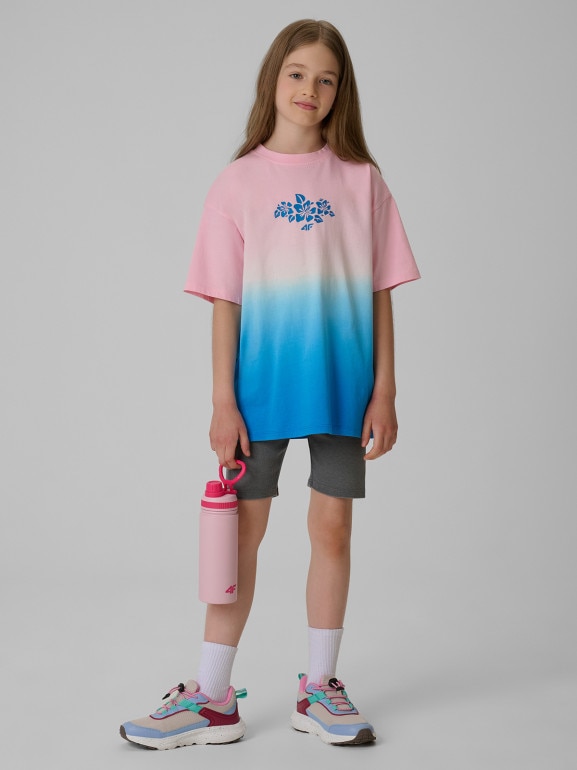 Dziewczęcy t-shirt z nadrukiem 4F 4FJRSS26TTSHF4186 - multikolor