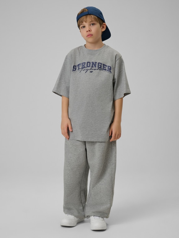 Chłopięcy t-shirt z nadrukiem 4F 4FJRSS26TTSHM3465 - szary