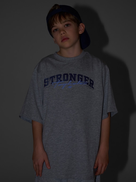 Chłopięcy t-shirt z nadrukiem 4F 4FJRSS26TTSHM3465 - szary