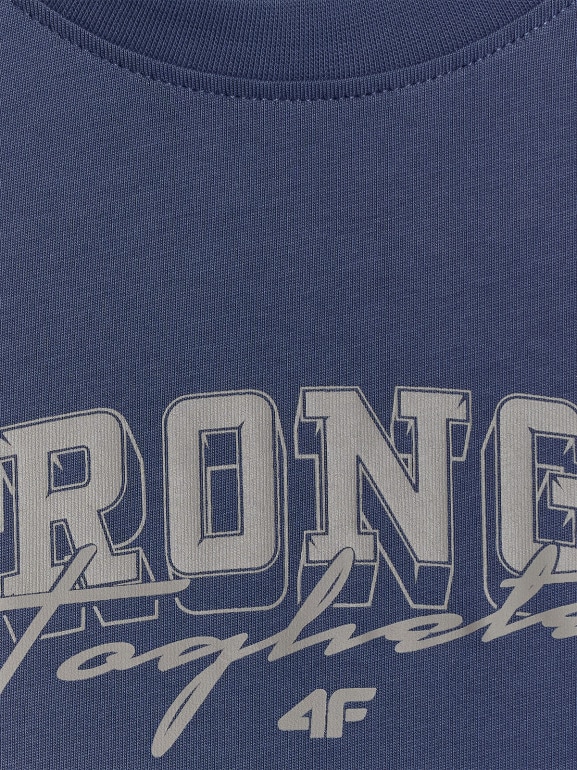 Chłopięcy t-shirt z nadrukiem 4F 4FJRSS26TTSHM3465 - granatowy