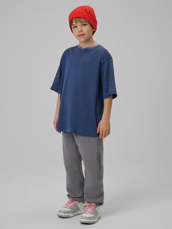Chłopięcy t-shirt z nadrukiem 4F 4FJRSS26TTSHM3467 - niebieski