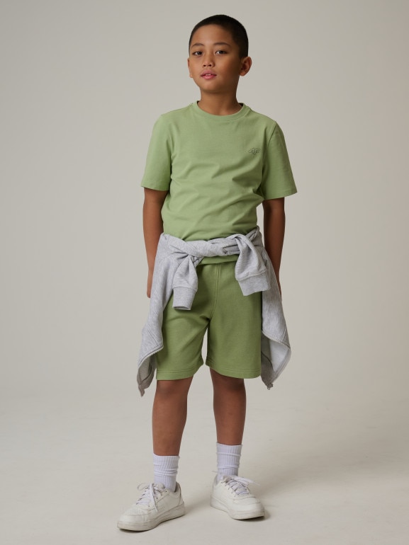 Chłopięcy t-shirt bez nadruku 4F 4FJRSS26TTSHM3598 - zielony