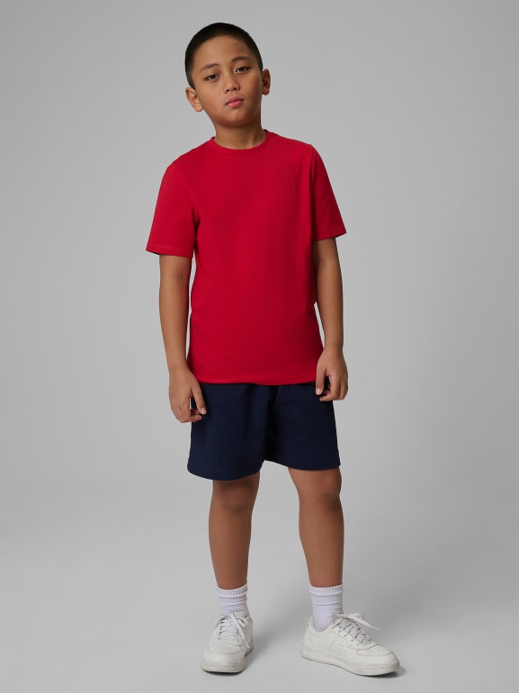 Chłopięcy t-shirt bez nadruku 4F 4FJRSS26TTSHM3598 - czerwony