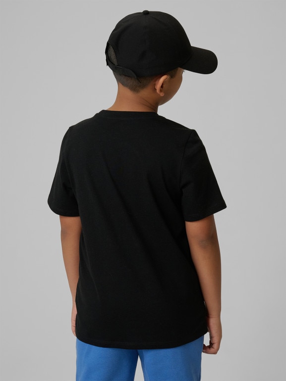 Chłopięcy t-shirt z nadrukiem 4F 4FJRSS26TTSHM3599 - czarny