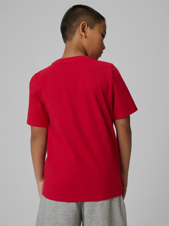 Chłopięcy t-shirt z nadrukiem 4F 4FJRSS26TTSHM3599 - czerwony