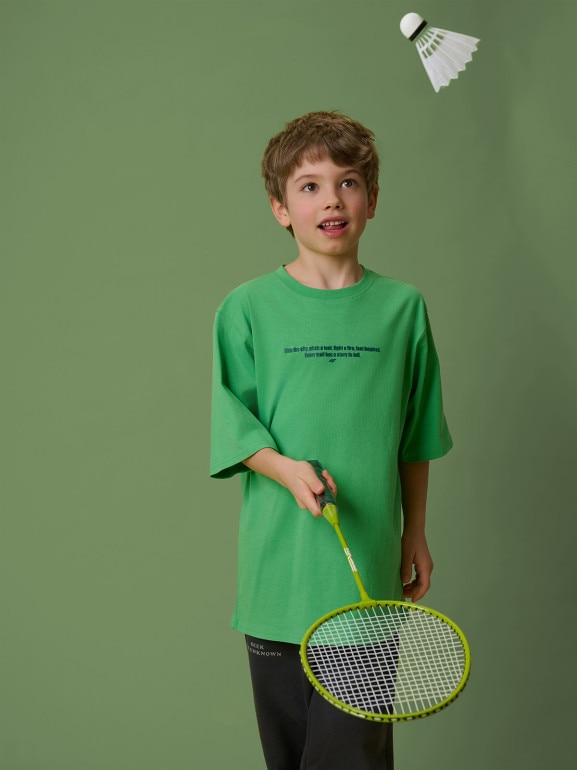 Chłopięcy t-shirt z nadrukiem 4F 4FJRSS26TTSHM3696 - zielony