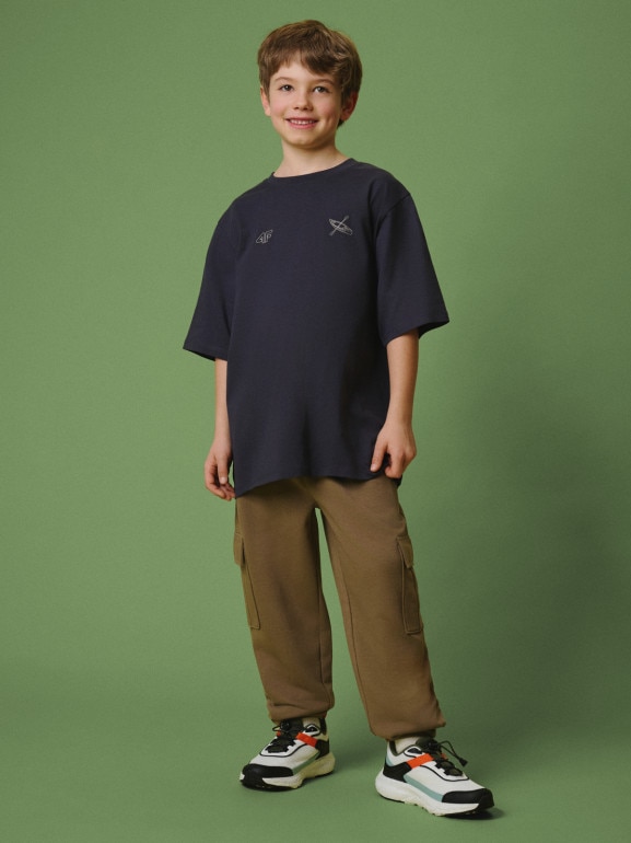 Chłopięcy t-shirt z nadrukiem 4F 4FJRSS26TTSHM3748 - szary