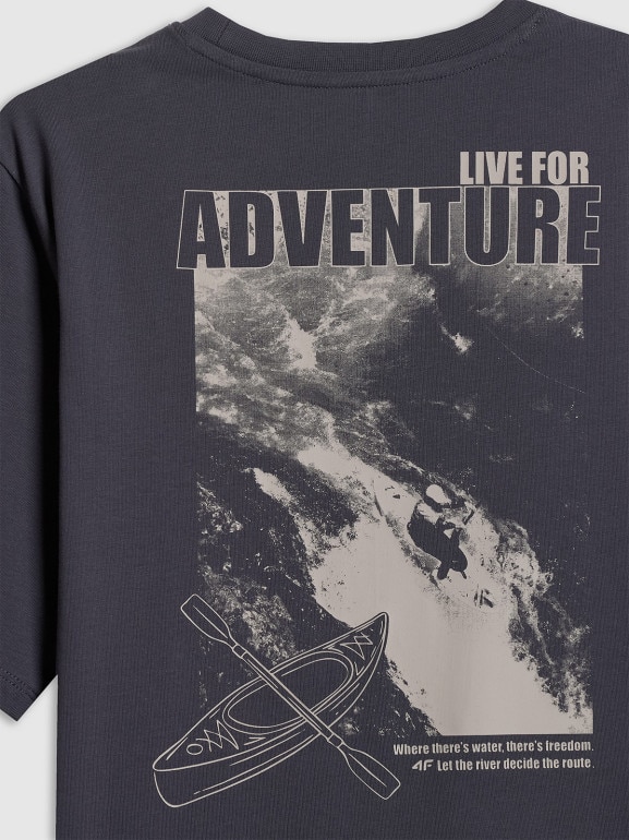 Chłopięcy t-shirt z nadrukiem 4F 4FJRSS26TTSHM3748 - szary