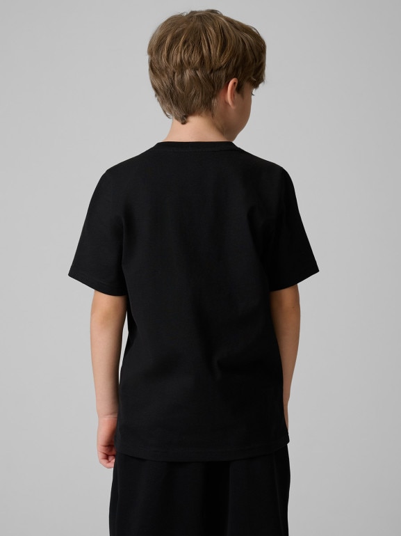 Chłopięcy t-shirt z nadrukiem 4F 4FJRSS26TTSHM3830 - czarny