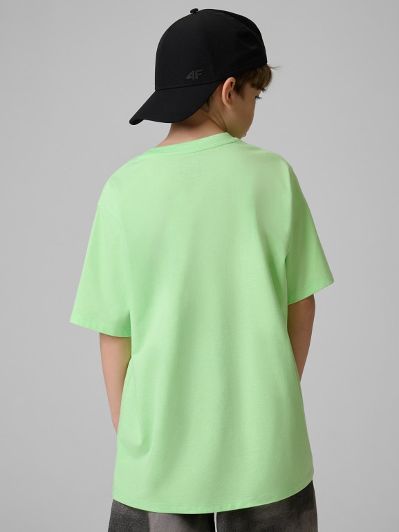 Chłopięcy t-shirt z nadrukiem 4F 4FJRSS26TTSHM3831 - zielony