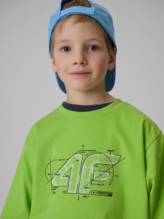 Chłopięcy t-shirt z nadrukiem 4F 4FJRSS26TTSHM3857 - zielony