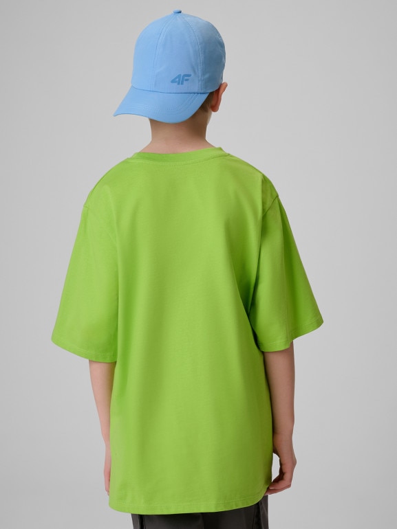 Chłopięcy t-shirt z nadrukiem 4F 4FJRSS26TTSHM3857 - zielony